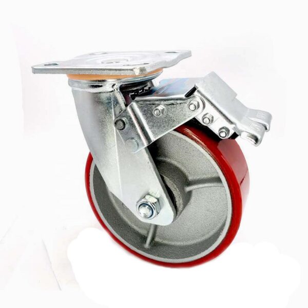 Swivel Brake Polyurethane on Cast Iron Castors (HD)